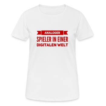 so sieht ein analoger Spieler aus - Frauen T-Shirt atmungsaktiv - Weiß - Vorne - AI Model Female 172 dark (172cm)