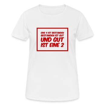 ich habe bestanden - Frauen T-Shirt atmungsaktiv - Weiß - Vorne - AI Model Female 172 dark (172cm)
