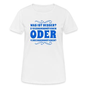 was ist besser? - Frauen T-Shirt atmungsaktiv - Weiß - Vorne - AI Model Female 172 dark (172cm)