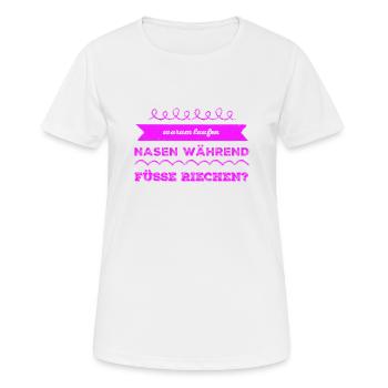 Nasen vs Füße - Frauen T-Shirt atmungsaktiv - Weiß - Vorne - AI Model Female 172 dark (172cm)