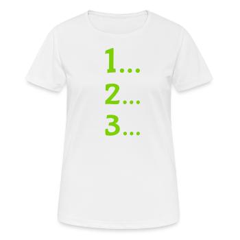 eins zwei drei - Frauen T-Shirt atmungsaktiv - Weiß - Vorne - AI Model Female 172 dark (172cm)
