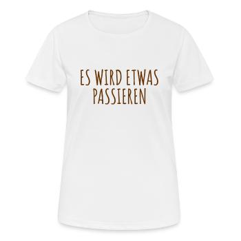 Something is happening - Women's Breathable T-Shirt - white - Front - AI Model Female 172 dark (172cm)