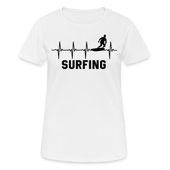 Surf Herzschlag Surfer Surfen - Frauen T-Shirt atmungsaktiv - Weiß - Vorne - AI Model Female 172 dark (172cm)