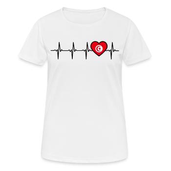 Tunesien Herzschlag Flagge Tunesier - Frauen T-Shirt atmungsaktiv - Weiß - Vorne - AI Model Female 172 dark (172cm)