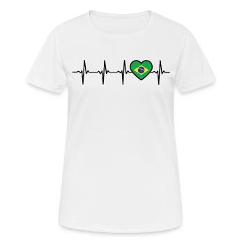 Brésil Heartbeat Flag Brasili T-shirt Brasil - T-shirt respirant Femme - blanc - Devant - AI Model Female 172 dark (172cm)