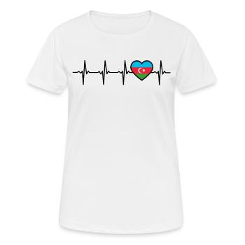 Drapeau de battement de cœur de l’Azerbaïdjan Azerbaïdjan - T-shirt respirant Femme - blanc - Devant - AI Model Female 172 dark (172cm)