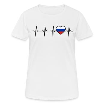 Russland Herzschlag Geschenk für Russen - Frauen T-Shirt atmungsaktiv - Weiß - Vorne - AI Model Female 172 dark (172cm)