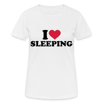 Schlafen - Frauen T-Shirt atmungsaktiv - Weiß - Vorne - AI Model Female 172 dark (172cm)