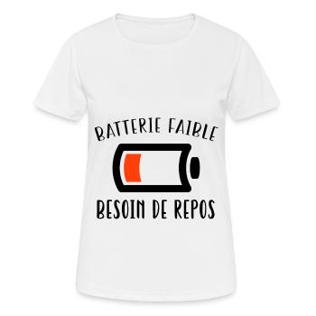 Batterie faible - T-shirt respirant Femme - blanc - Devant - AI Model Female 172 dark (172cm)
