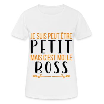 Je suis peut-être petit mais c'est moi le boss - T-shirt respirant Femme - blanc - Devant - AI Model Female 172 dark (172cm)