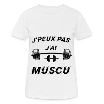 J peux pas j ai muscu - T-shirt respirant Femme - blanc - Devant - AI Model Female 172 dark (172cm)