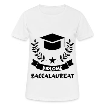Diplôme de baccalauréat - T-shirt respirant Femme - blanc - Devant - AI Model Female 172 dark (172cm)