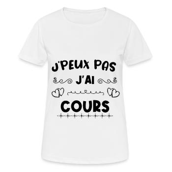 je peux pas j ai cours - T-shirt respirant Femme - blanc - Devant - AI Model Female 172 dark (172cm)
