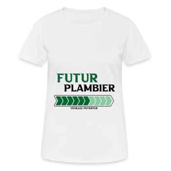 futur plombier - T-shirt respirant Femme - blanc - Devant - AI Model Female 172 dark (172cm)