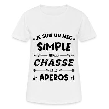 Je Suis Un Mec Simple - Chasse Et Apéros. - T-shirt respirant Femme - blanc - Devant - AI Model Female 172 dark (172cm)