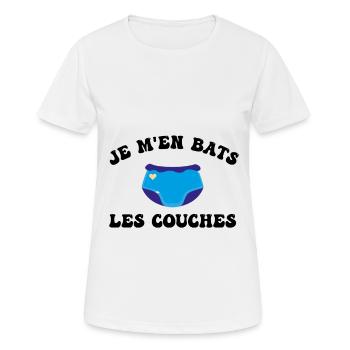 Je m'en bats les couches - T-shirt respirant Femme - blanc - Devant - AI Model Female 172 dark (172cm)