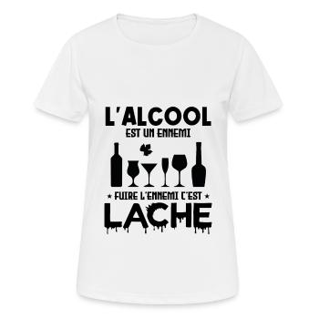 L'alcool est un ennemi - T-shirt respirant Femme - blanc - Devant - AI Model Female 172 dark (172cm)