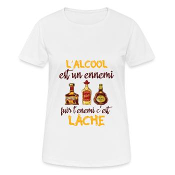 L'alcool est un ennemi - T-shirt respirant Femme - blanc - Devant - AI Model Female 172 dark (172cm)