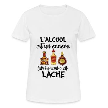 L'alcool est un ennemi - T-shirt respirant Femme - blanc - Devant - AI Model Female 172 dark (172cm)