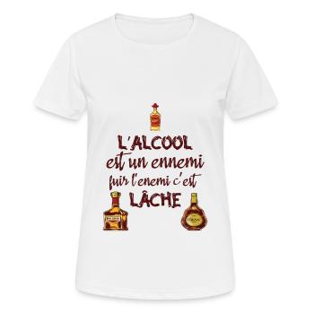 L'alcool est un ennemi - T-shirt respirant Femme - blanc - Devant - AI Model Female 172 dark (172cm)
