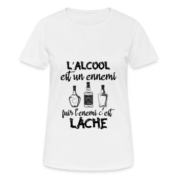 L'alcool est un ennemi - T-shirt respirant Femme - blanc - Devant - AI Model Female 172 dark (172cm)