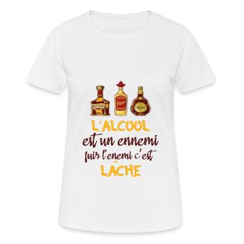 L'alcool est un ennemi - T-shirt respirant Femme - blanc - Devant - AI Model Female 172 dark (172cm)