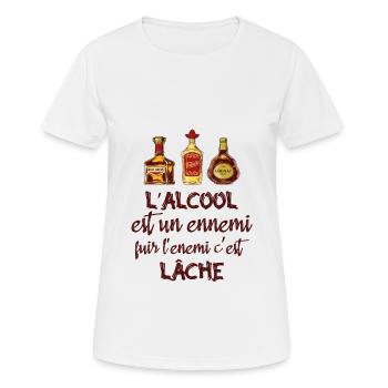 L'alcool est un ennemi - T-shirt respirant Femme - blanc - Devant - AI Model Female 172 dark (172cm)