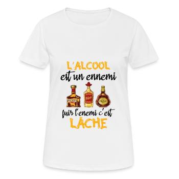 L'alcool est un ennemi - T-shirt respirant Femme - blanc - Devant - AI Model Female 172 dark (172cm)