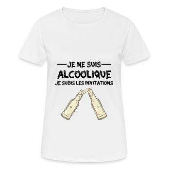 je ne suis pas alcoolique je subis les invitations - T-shirt respirant Femme - blanc - Devant - AI Model Female 172 dark (172cm)