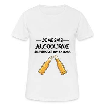 je ne suis pas alcoolique je subis les invitations - T-shirt respirant Femme - blanc - Devant - AI Model Female 172 dark (172cm)