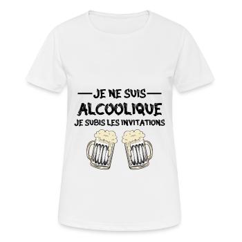 je ne suis pas alcoolique je subis les invitations - T-shirt respirant Femme - blanc - Devant - AI Model Female 172 dark (172cm)