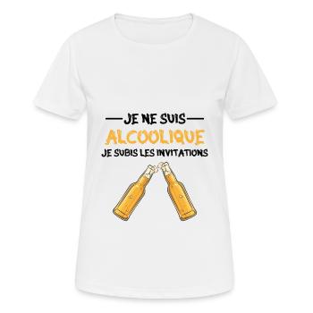 je ne suis pas alcoolique je subis les invitations - T-shirt respirant Femme - blanc - Devant - AI Model Female 172 dark (172cm)