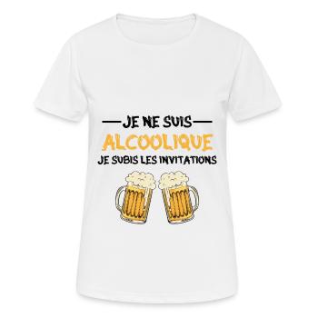 je ne suis pas alcoolique je subis les invitations - T-shirt respirant Femme - blanc - Devant - AI Model Female 172 dark (172cm)