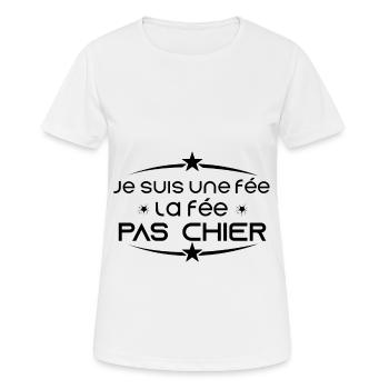 Je suis une fée, la fée pas chier - T-shirt respirant Femme - blanc - Devant - AI Model Female 172 dark (172cm)