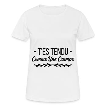 T es tendu comme une crampe - T-shirt respirant Femme - blanc - Devant - AI Model Female 172 dark (172cm)