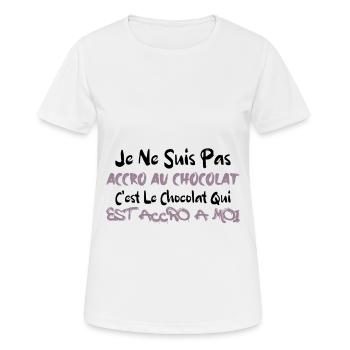 JE NE SUIS PAS ACCRO AU CHOCOLAT - T-shirt respirant Femme - blanc - Devant - AI Model Female 172 dark (172cm)