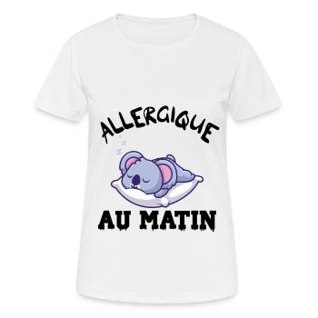 allergique au matin - T-shirt respirant Femme - blanc - Devant - AI Model Female 172 dark (172cm)