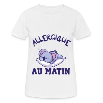 allergique au matin - T-shirt respirant Femme - blanc - Devant - AI Model Female 172 dark (172cm)