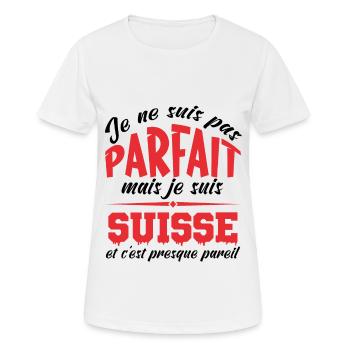 Je Ne Suis Pas Parfait Mais Je Suis Suisse - T-shirt respirant Femme - blanc - Devant - AI Model Female 172 dark (172cm)