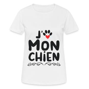 J aime mon chien - T-shirt respirant Femme - blanc - Devant - AI Model Female 172 dark (172cm)