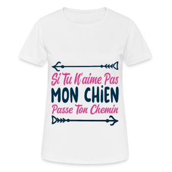 Si tu n’aimes pas mon chien - T-shirt respirant Femme - blanc - Devant - AI Model Female 172 dark (172cm)