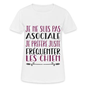 Je préfère juste fréquenter les chiens - T-shirt respirant Femme - blanc - Devant - AI Model Female 172 dark (172cm)