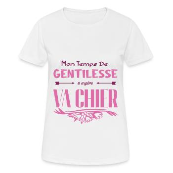Mon temps de gentillesse a expiré - T-shirt respirant Femme - blanc - Devant - AI Model Female 172 dark (172cm)