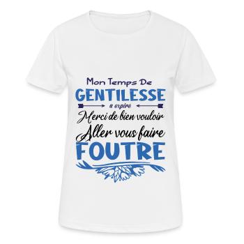 Mon temps de gentillesse a expiré - T-shirt respirant Femme - blanc - Devant - AI Model Female 172 dark (172cm)