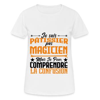 Pâtissier pas magicien - T-shirt respirant Femme - blanc - Devant - AI Model Female 172 dark (172cm)