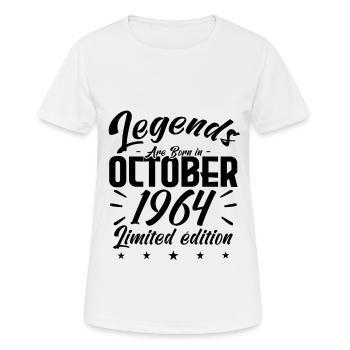 LEGENDS ARE BORN IN OCTOBER 1964 - anniversary gif - Women's Breathable T-Shirt - white - Front - AI Model Female 172 dark (172cm)