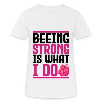 Brustkrebs, du bist stark. - Frauen T-Shirt atmungsaktiv - Weiß - Vorne - AI Model Female 172 dark (172cm)