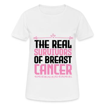 Brustkrebs-Überlebende - Frauen T-Shirt atmungsaktiv - Weiß - Vorne - AI Model Female 172 dark (172cm)