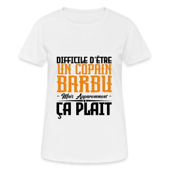 copain barbu, citations barbe, cadeau copain - T-shirt respirant Femme - blanc - Devant - AI Model Female 172 dark (172cm)