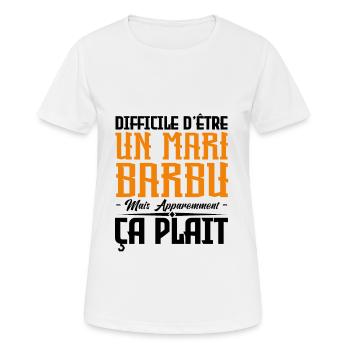 mari barbu, citations barbe, cadeau mari - T-shirt respirant Femme - blanc - Devant - AI Model Female 172 dark (172cm)